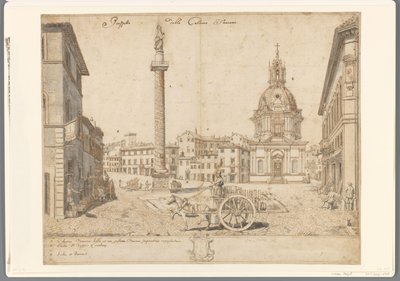 Veduta di Roma con la colonna di Traiano e la S. Maria di Loreto da Lievin Cruyl