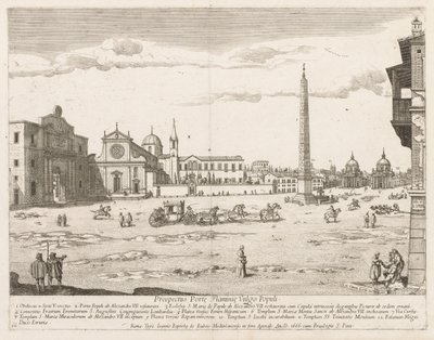 Piazza del Popolo da Prospectus Locurum Urbis Romae Insignium da Lievin Cruyl