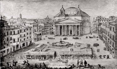 Veduta del Pantheon, Roma, primi anni 1670 da Lievin Cruyl