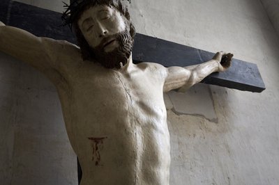 Cristo sulla croce, dettaglio (legno dipinto) da Ligier Richier