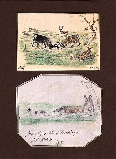 Scene nel parco di Aynhoe (una pagina da un taccuino) da Lili Cartwright