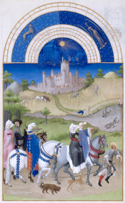 Très Riches Heures del duca di Berry Folio 8, verso: Agosto da Limbourg Brothers