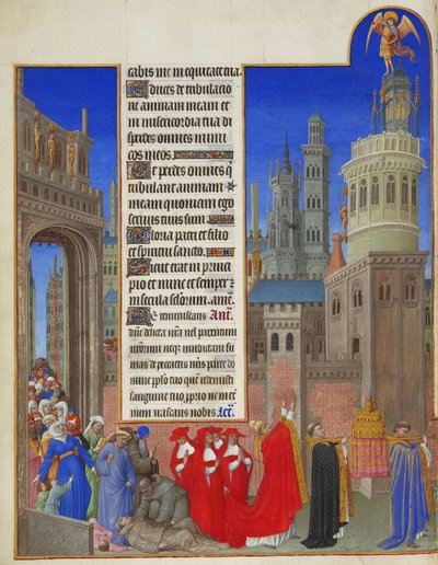 Très Riches Heures del duca di Berry: La processione di San Gregorio, prima parte da Limbourg Brothers