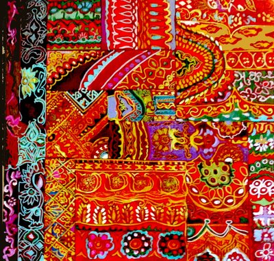 Embroidey indiano, 2017 (tela di colorato, dettagliato, etnico, sree, floreale, India) da linda arthurs