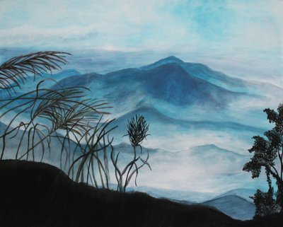 Panorama di montagna con atmosfera serale da Lindhaus