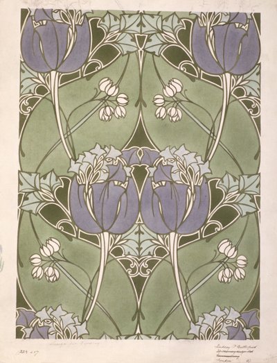 Disegno per un tessuto floreale, 1905 circa (acquerello su carta) da Lindsay P. Butterfield
