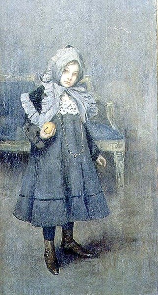 Ragazza con un Cappello Grigio da Lino Selvatico