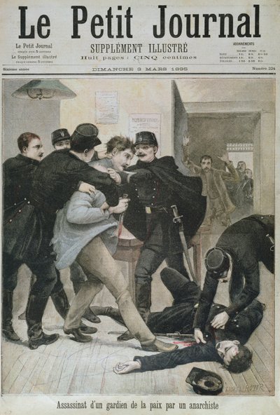 Assassinio di un poliziotto da parte di un anarchico, illustrazione di copertina di 