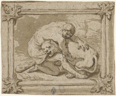 Ercole in lotta con il leone di Nemea da Lionello Spada