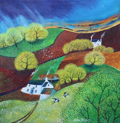 Primavera nella valle, 2024 (acrilici su tela) da Lisa Graa Jensen