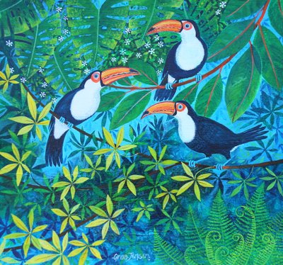 Tucano a tre, 2024 (acrilici su lino) da Lisa Graa Jensen