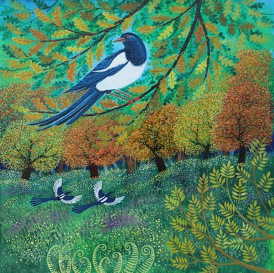 Anno della gazza, 2025 (acrilici su lino) da Lisa Graa Jensen