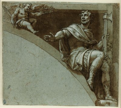 Progetto per un pennacchio: Un martire romano e due putti – San Giuda Apostolo da Livio Agresti