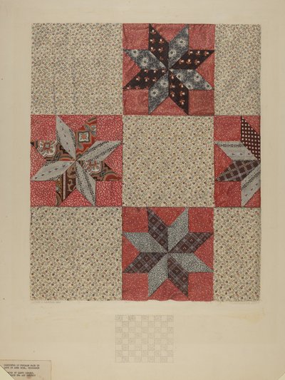 Trapunta con disegno a stella, c. 1937 da Lloyd Charles Lemcke