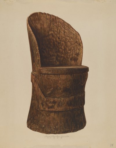 Sedia di Tronco di Legno, 1938 da Lloyd Charles Lemcke