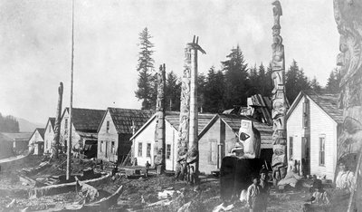 Villaggio indiano a Howkan, Alaska, 1896 da Lloyd Valentine and Pond, Edwin Percy Winter