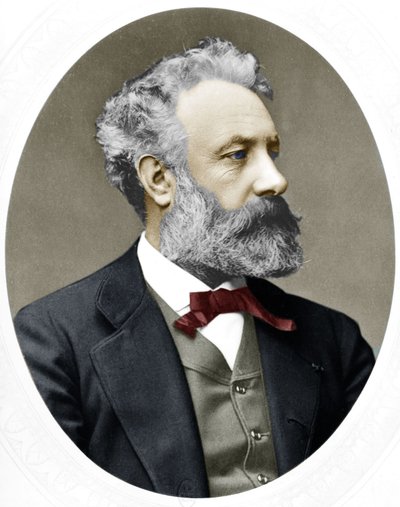 Jules Verne (1828-1905) romanziere francese, qui nel 1877 da Lock and Whitfield