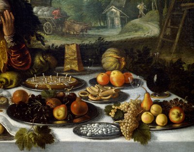 Tavola imbandita (dettaglio) dalla Vanità della Ricchezza di Lodewijk Toeput (circa 1550-circa 1605) da Lodewijk Toeput
