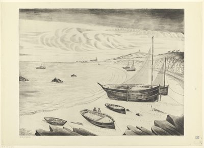 Otto navi ancorate su una spiaggia da Lodewijk Schelfhout (signed by artist)