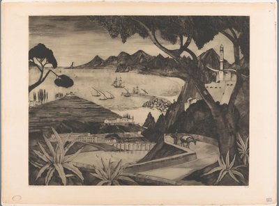 Paesaggio montano con baia in Corsica da Lodewijk Schelfhout (signed by artist)