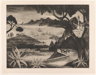 Paesaggio montano con baia in Corsica da Lodewijk Schelfhout (signed by artist)