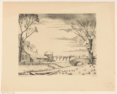 Fattoria in un paesaggio invernale da Lodewijk Schelfhout (signed by artist)