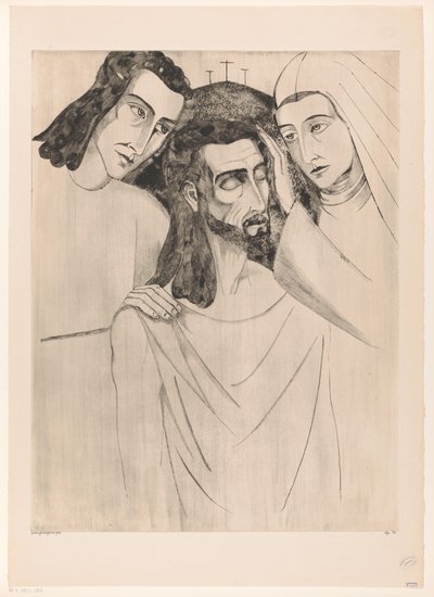 Cristo tra Giovanni Battista e Maria da Lodewijk Schelfhout (signed by artist)