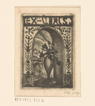 Ex libris di C. van der Meulen da Lodewijk Schelfhout (signed by artist)