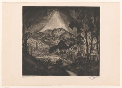Paesaggio collinare con industria da Lodewijk Schelfhout (signed by artist)