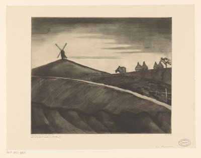 Paesaggio collinare con bue che ara vicino a Etikhove da Lodewijk Schelfhout (signed by artist)