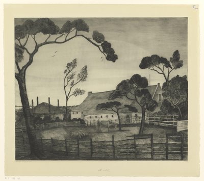 Paesaggio olandese con fattoria e pascolo da Lodewijk Schelfhout (signed by artist)