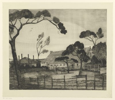 Paesaggio olandese con fattoria e pascolo da Lodewijk Schelfhout (signed by artist)