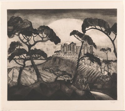 Castello su una collina Le Château II da Lodewijk Schelfhout (signed by artist)