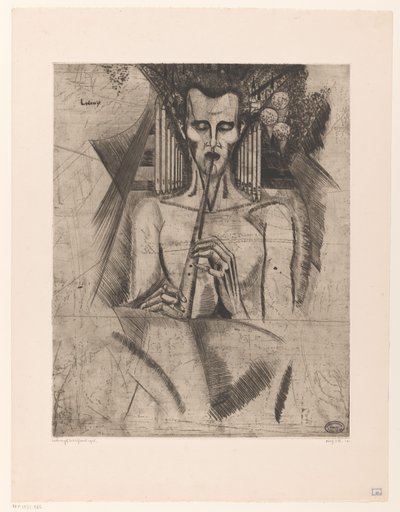Uomo nudo che suona un flauto da Lodewijk Schelfhout (signed by artist)