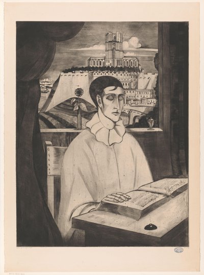 Pierrot che legge un libro da Lodewijk Schelfhout (signed by artist)