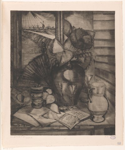 Natura morta vicino a una finestra da Lodewijk Schelfhout (signed by artist)