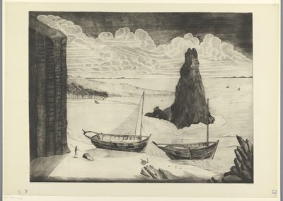 Due navi ancorate su una spiaggia da Lodewijk Schelfhout (signed by artist)