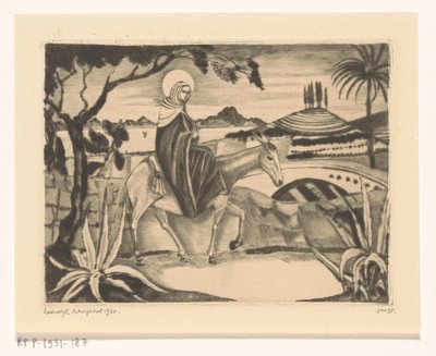 Fuga in Egitto da Lodewijk Schelfhout (signed by artist)