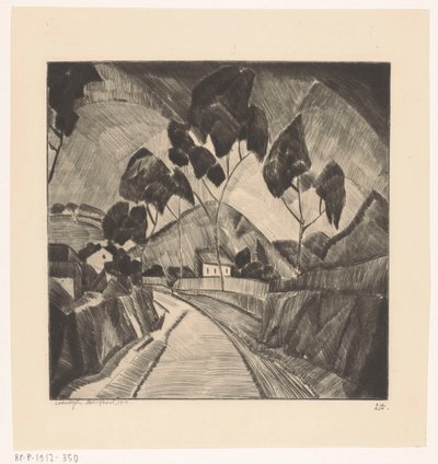 Strada in paesaggio collinare da Lodewijk Schelfhout (signed by artist)