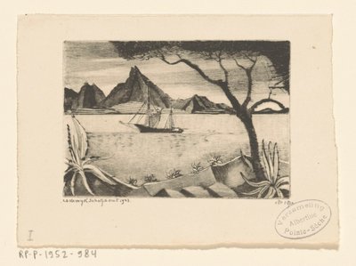 Nave a vela in una baia da Lodewijk Schelfhout (signed by artist)