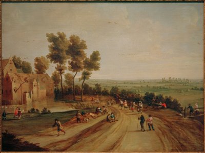 Paesaggio con contadini che ballano e riposano da Lodewijk de Vadder
