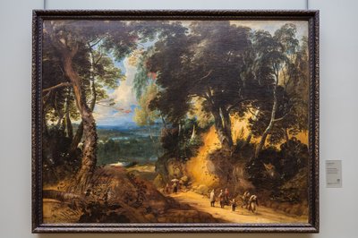 La foresta di Soignes con venditori di mercato da Lodewijk de Vadder