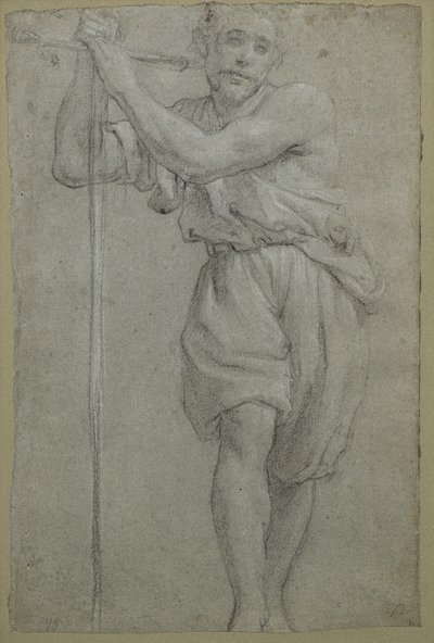 Un uomo appoggiato a una croce di legno da Lodovico (attr. to) Carracci