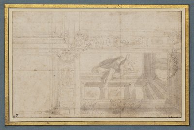 Ignudo, dopo un affresco sul soffitto nella Sala di Ulisse, Palazzo Poggi, Bologna da Lodovico Carracci