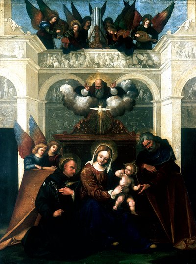 Sacra Famiglia con San Nicola da Tolentino, 1515-1530 da Lodovico Mazzolini