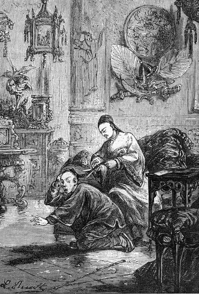Disegno di Leon Benett, dal libro di Jules Verne “Le tribolazioni di un cinese in Cina” - edizione Hetzel/Voyages Extraordinaires 1879 da Léon Benett