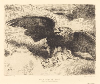 Aquila che cattura una lepre da Léon Bonnat