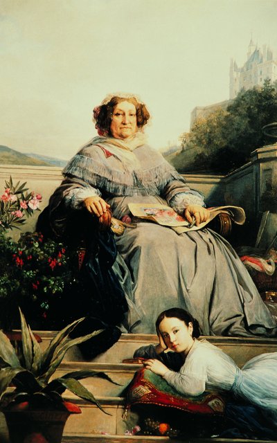 Ritratto di Madame Clicquot, nata Ponsardin 1777-1866 con sua Figlia, Tra il 1851 e il 1860 da Léon Cogniet