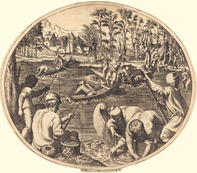 Scena di pesca da Léon Davent after Francesco Primaticcio