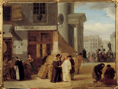 Alla Egide di Minerva, una libreria a Liegi, Belgio che vendeva libri proibiti dal potere o dalla Chiesa da Léonard Defrance